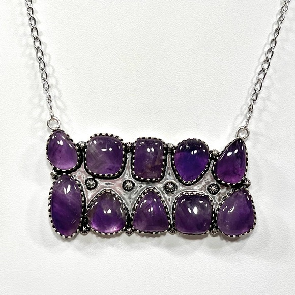 Amethyst Vintage Style 925 Gemstone Multi Stone Necklace